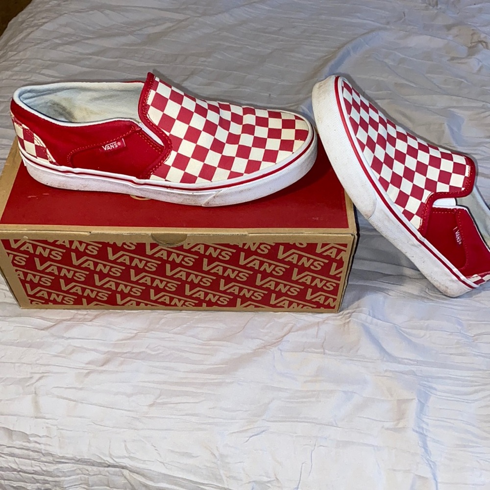 Red checkered Vans. Woman’s size 8.